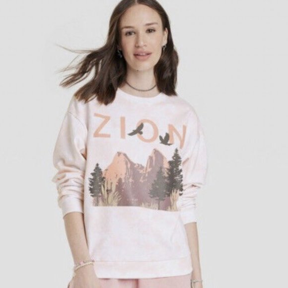 Women's Zion National Park - Sweatshirt Size Large Peach Color - Picture 1 of 5